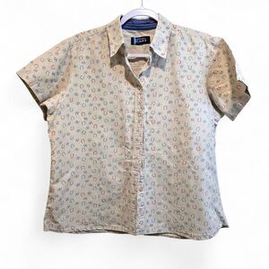 Vintage Wrangler Shirt Womens L/XL Blue Horseshoe Western Button Up 90s